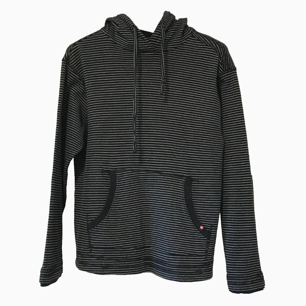 Airwalk Striped Hoodie Kangaroo Pocket Black & White Long Sleeve Men's Medium